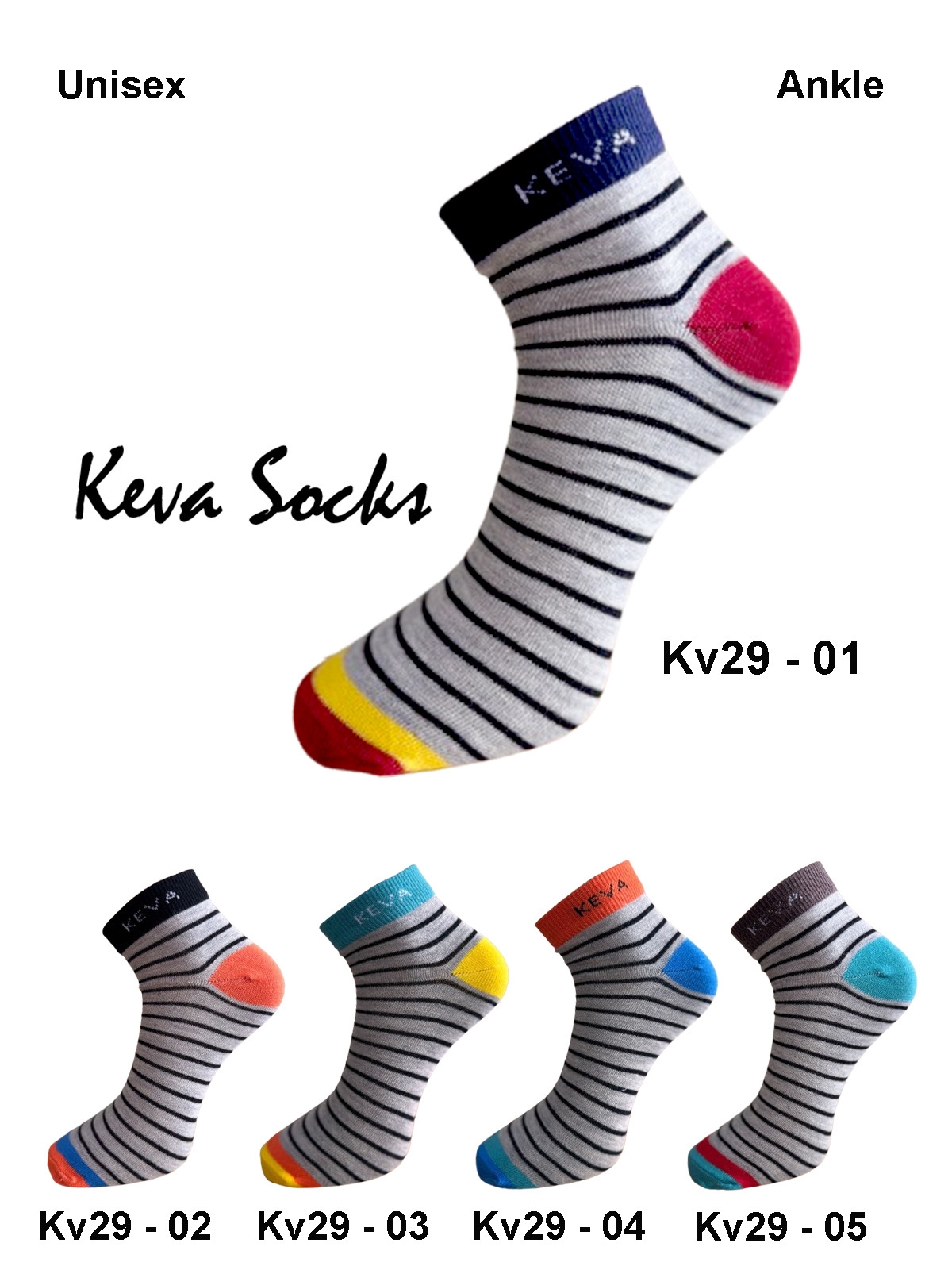 kv29 unisex ankle stripes socks